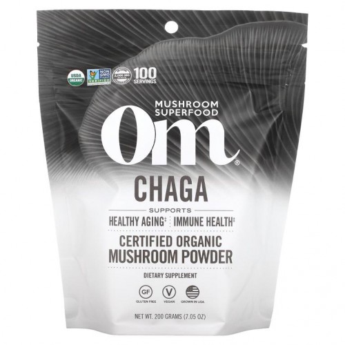 Om Mushrooms, 차가버섯, 유기농 인증 버섯 분말, 200g(7.05oz)