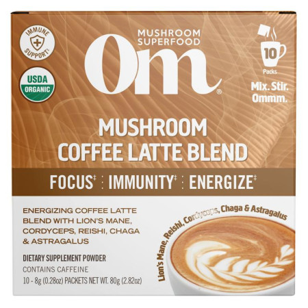 Om Mushrooms, 버섯 커피 라떼 블렌드, 10팩, 개당 8g(0.28oz)