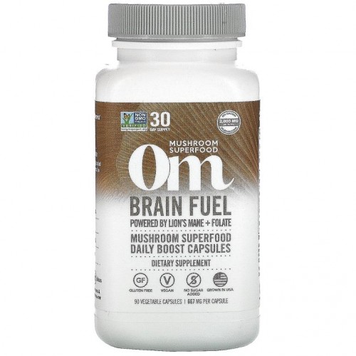 Om Mushrooms, 브레인 퓨얼, 667mg, 베지 캡슐 90정