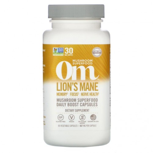 Om Mushrooms, 노루궁뎅이버섯, 667mg, 베지 캡슐 90정
