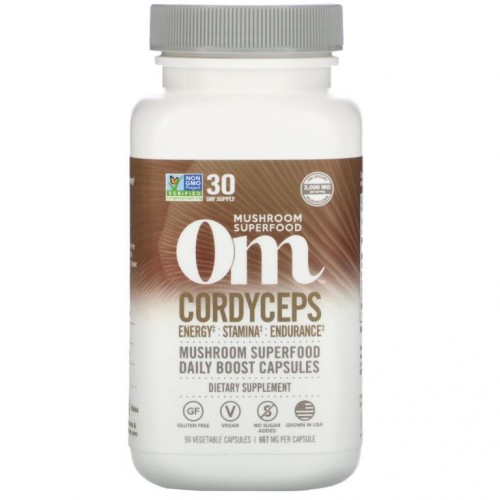 Om Mushrooms, 동충하초, 667mg, 베지 캡슐 90정