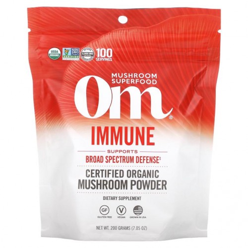 Om Mushrooms, Certified Organic Mushroom Powder, Immune, 7.05 oz (200 g)