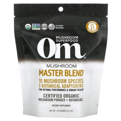 Om Mushrooms, 유기농 인증 버섯 분말 + 식물 성분, Mushroom Master Blend, 176g(6.2oz)