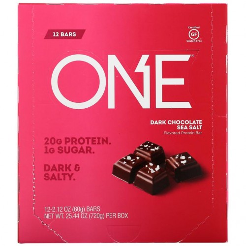 One Brands, ONE 바, 다크 초콜릿 씨솔트 맛, 12개입, 개당 60g(2.12oz)