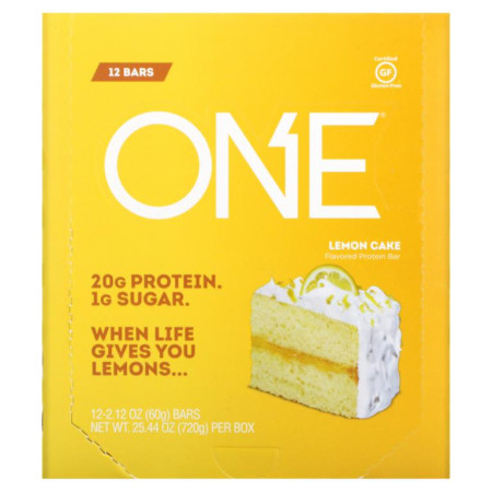 One Brands, ONE Bar, 레몬 케이크, 바 12개입, 1개당 60g(2.12oz)