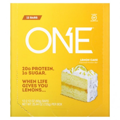 One Brands, ONE Bar, 레몬 케이크, 바 12개입, 1개당 60g(2.12oz)