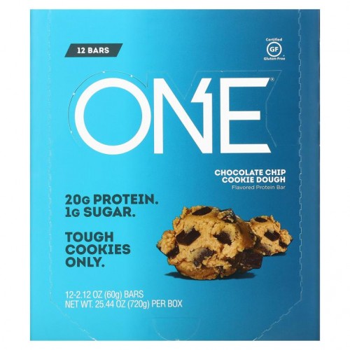 One Brands, ONE Bar, 초콜릿 칩 쿠키 도우, 12개입, 개당 60g(2.12oz)