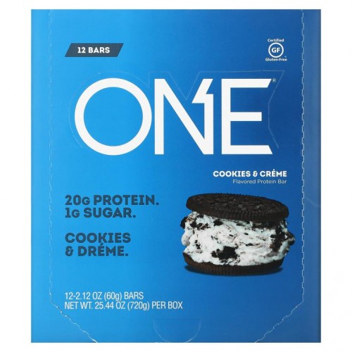 One Brands, ONE Bar, 쿠키 앤 크림, 바 12개입, 각 60g(2.12oz)