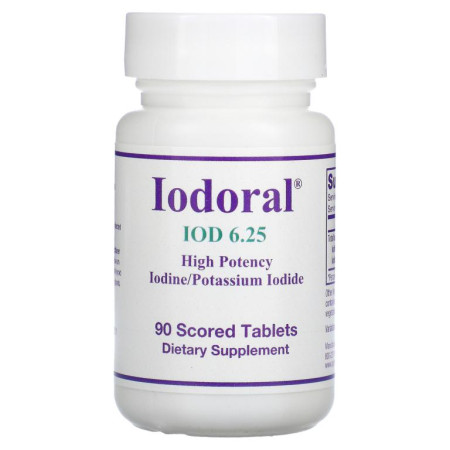 Optimox, Iodoral, IOD, 6.25mg, 쪼갬선 있는 정제 90정