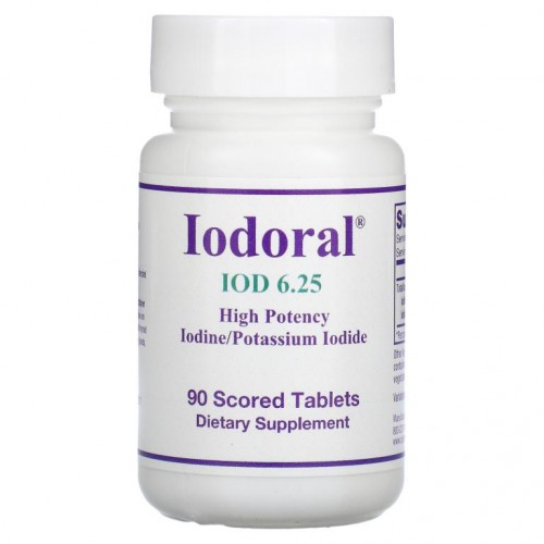 Optimox, Iodoral, IOD, 6.25mg, 쪼갬선 있는 정제 90정