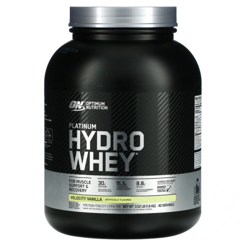 Optimum Nutrition, 플래티넘 하이드로 웨이, 벨로서티 바닐라, 1.59 kg(3.5 lbs)