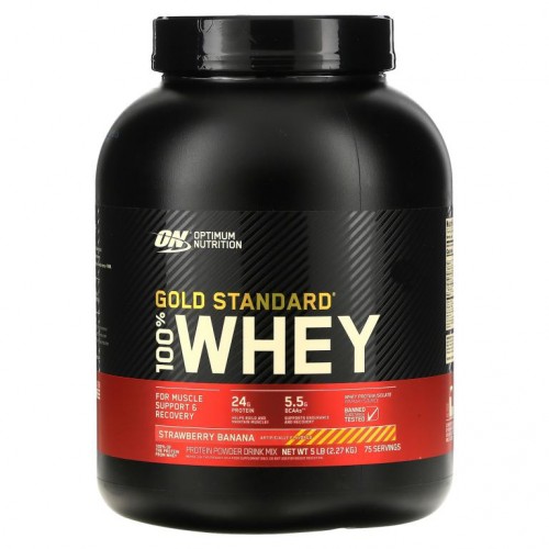 Optimum Nutrition, 골드 스탠다드 100% 유청, 딸기 바나나, 2.27kg(5lb)