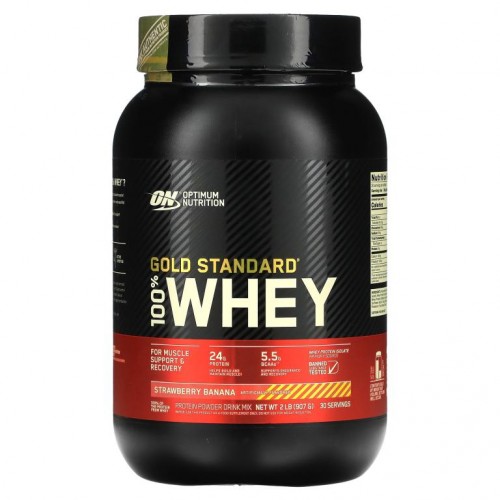 Optimum Nutrition, Gold Standard, 100% Whey, 딸기 바나나, 907g(2lbs)
