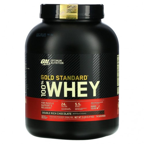 Optimum Nutrition, Gold Standard 100% 유청, 더블 리치 초콜릿, 2.27kg(5lbs)