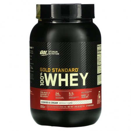 Optimum Nutrition, Gold Standard 100% 유청, 쿠키 & 크림, 837g (1.84lbs)