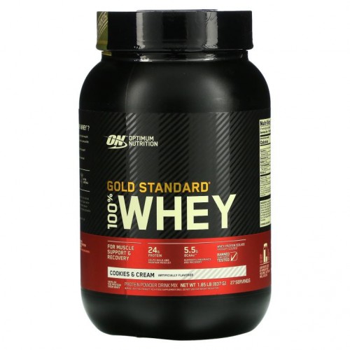 Optimum Nutrition, Gold Standard 100% 유청, 쿠키 & 크림, 837g (1.84lbs)