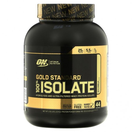Optimum Nutrition, Gold Standard 100% Isolate, 리치 바닐라 맛, 1.32kg(2.91lb)