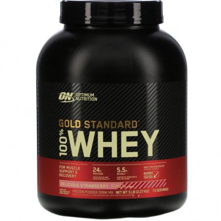 Optimum Nutrition, Gold Standard 100% Whey, 맛있는 딸기맛, 2.27kg(5lbs)