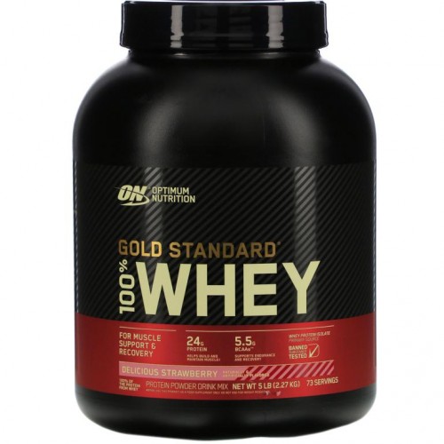 Optimum Nutrition, Gold Standard 100% Whey, 맛있는 딸기맛, 2.27kg(5lbs)