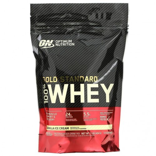 Optimum Nutrition, Gold Standard 100% Whey, 바닐라 아이스크림, 454g(1lb)