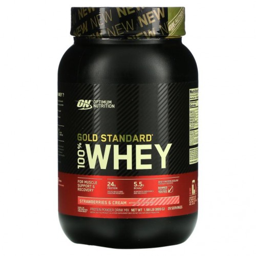 Optimum Nutrition, Gold Standard 100% Whey, 딸기 및 크림, 899g(1.98lbs)