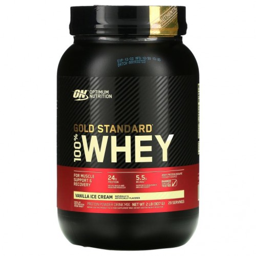 Optimum Nutrition, Gold Standard 100% Whey, 바닐라 아이스크림, 907g(2lb)