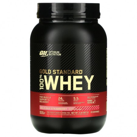 Optimum Nutrition, Gold Standard 100% Whey, 맛있는 딸기, 907g(2lbs)