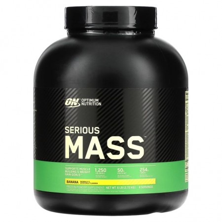Optimum Nutrition, Serious Mass, 고단백 체중 증가 분말, 바나나, 2.72kg(6lbs)
