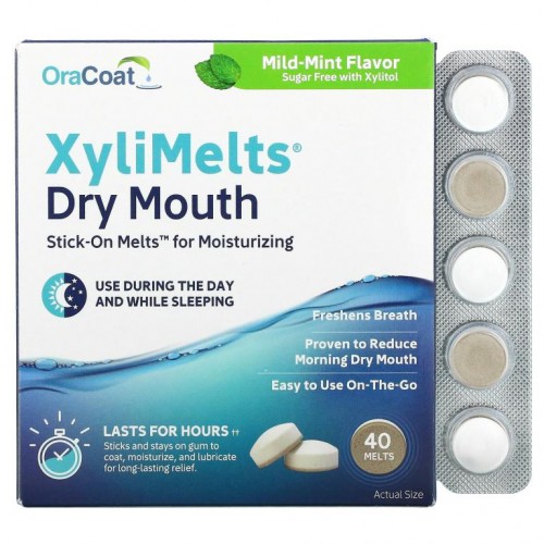 OraCoat, 건조한 구강을 위한 XyliMelts, 마일드 민트, 40개