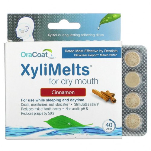 OraCoat, XyliMelts For Dry Mouth, Cinnamon, 40 Discs