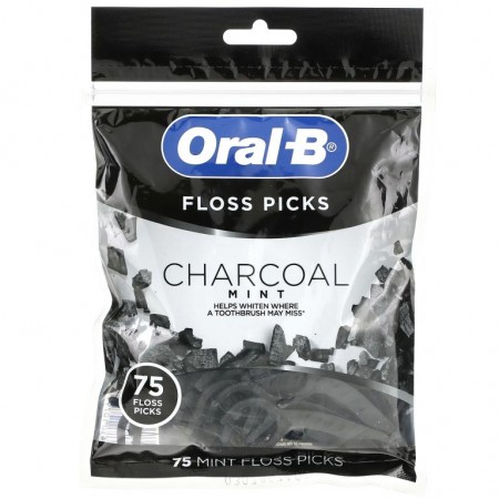 Oral-B, 일회용 치실, 차콜 민트, 치실 75개
