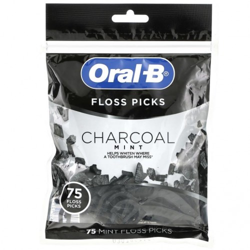 Oral-B, 일회용 치실, 차콜 민트, 치실 75개