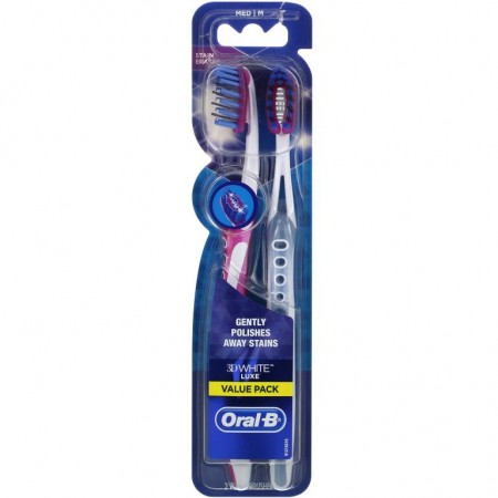 Oral-B, 3D White, Luxe 칫솔, 미디엄, 2팩