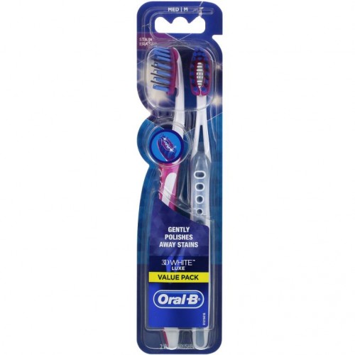 Oral-B, 3D White, Luxe 칫솔, 미디엄, 2팩