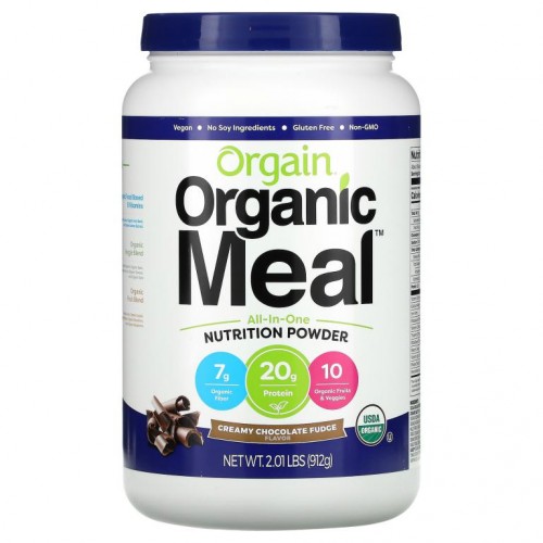Orgain, Organic Meal, 올인원 뉴트리션 파우더, 크리미 초콜릿 퍼지, 912g(2.01lbs)