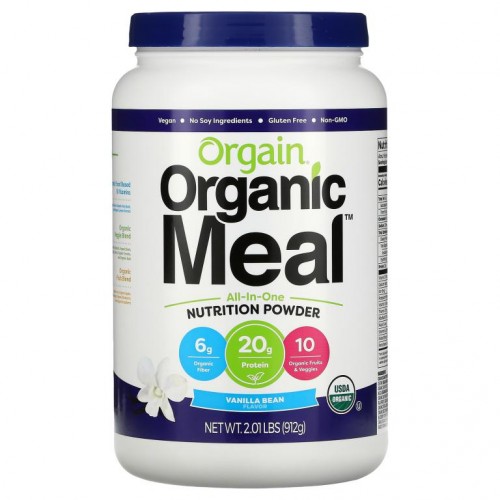Orgain, Organic Meal, All-In-One Nutrition Powder, Vanilla Bean, 2.01 lbs (912 g)