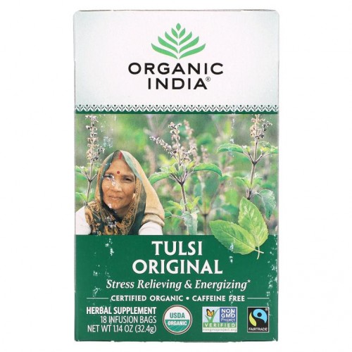 Organic India, 툴시 차, 오리지널, 카페인 무함유, 티백 18개, 32.4g(1.14oz)