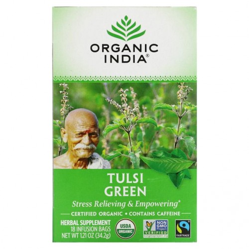 Organic India, 툴시 차, 그린, 티백 18개, 34.2g(1.21oz)