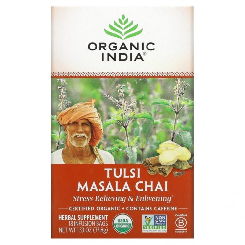 Organic India, 툴시 차, 마살라 차이, 티백 18개, 37.8g(1.33oz)