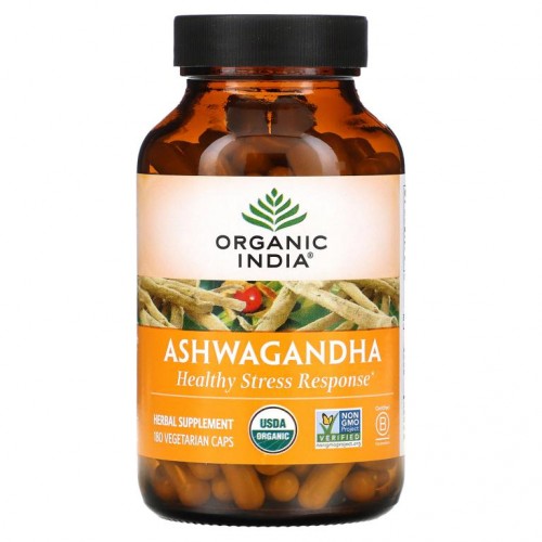 Organic India, 아슈와간다, 베지 캡슐 180정