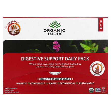 Organic India, Digestive Support Daily Pack, 30 Daily Packs, 180 Vegetable Capsules