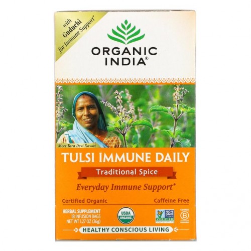 Organic India, Tulsi Immune Daily, Traditional Spice, Caffeine Free, 18 Infusion Bags, 1.27 oz (36 g)