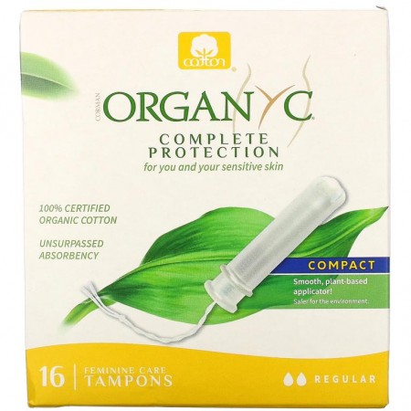 Organyc, 유기농 탐폰, 콤팩트, 레귤러, 탐폰 16개입