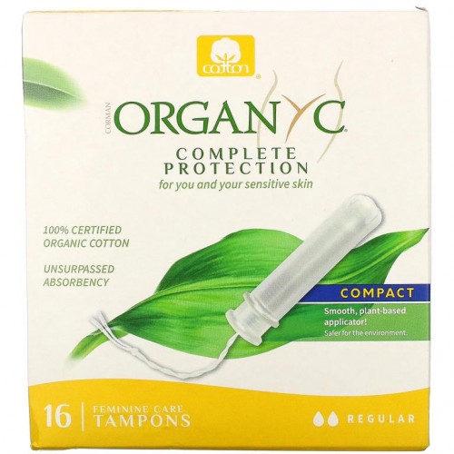 Organyc, 유기농 탐폰, 콤팩트, 레귤러, 탐폰 16개입
