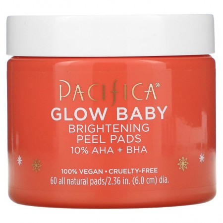 Pacifica, Glow Baby, 브라이트닝 필 패드, 천연 성분 패드 60장