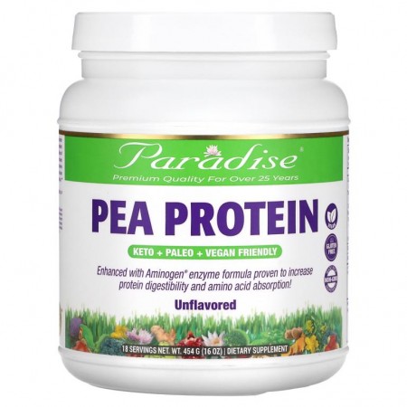 Paradise Herbs, 완두콩 단백질, 무맛, 454g(16oz)