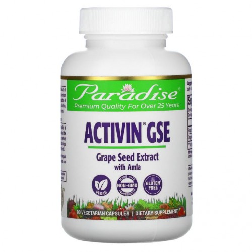 Paradise Herbs, 암라가 함유된 ActiVin 포도씨 추출물, 베지 캡슐 90정