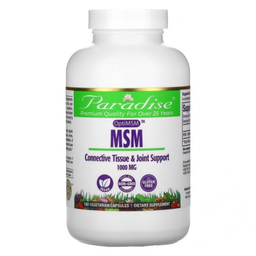 Paradise Herbs, MSM, 1,000mg, 식물성 캡슐 180정