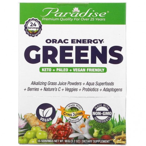 Paradise Herbs, ORAC-에너지 그린스, 15 패킷, 각각 6 그램