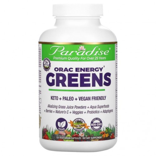 Paradise Herbs, ORAC Energy 그린스, 베지 캡슐 120정